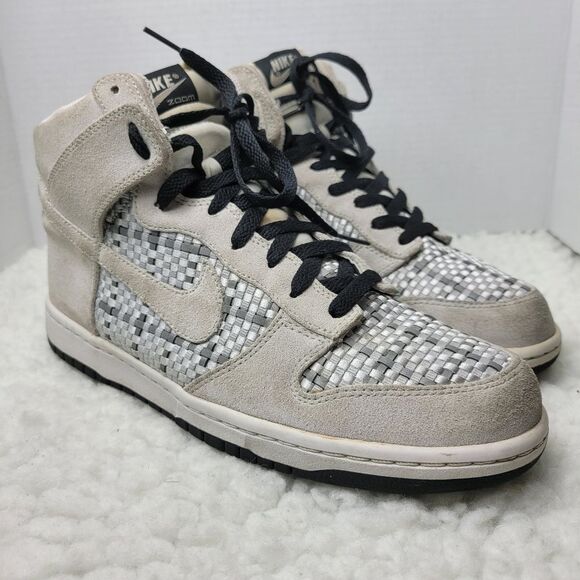 Vtg Nike Dunk Mens Size 10High Top Premium Suede Woven Grey Silver 317891-007 - Picture 1 of 8